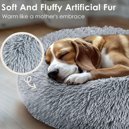 A Warm Cozy And Soft Round Pet Bed