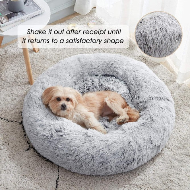 A Warm Cozy And Soft Round Pet Bed